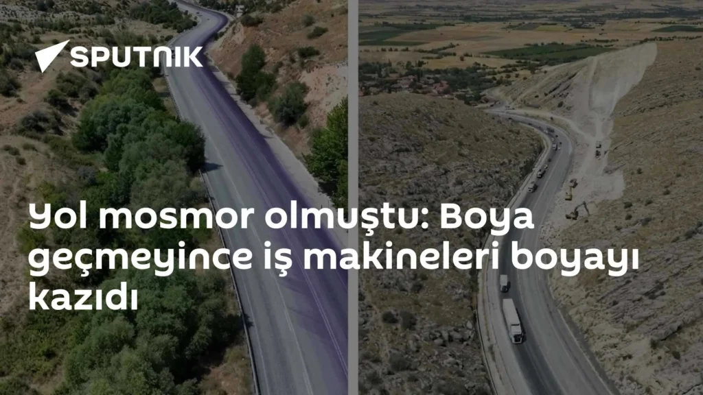 Yol mosmor olmuştu: Boya geçmeyince iş makineleri boyayı kazıdı